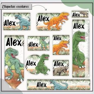 Etiqueta Escolar Tema Dinossauro T-Rex - Arquivo Digital 9 Etiqueta Escolar Tema Dinossauro T-Rex - Arquivo Digital