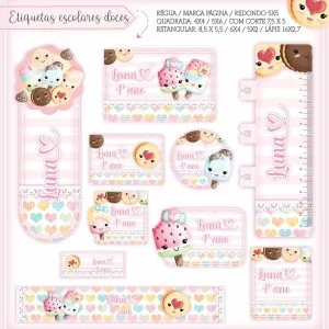Etiqueta Escolar Tema Doces - Arquivo Digital 28 Etiqueta Escolar Tema Doces - Arquivo Digital