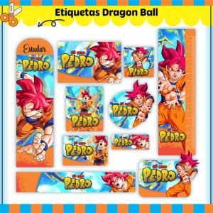 Etiqueta Escolar Tema Dragon Ball - Arquivo Digital