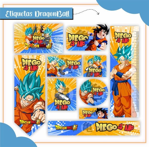 Etiqueta Escolar Tema Dragon Ball Z - Arquivo Digital