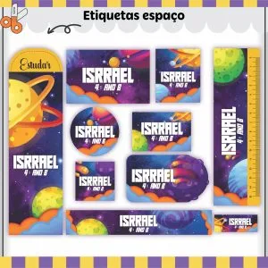 Etiqueta Escolar Tema Espaço V2 - Arquivo Digital