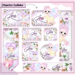 Etiqueta Escolar Tema Fadinha - Arquivo Digital