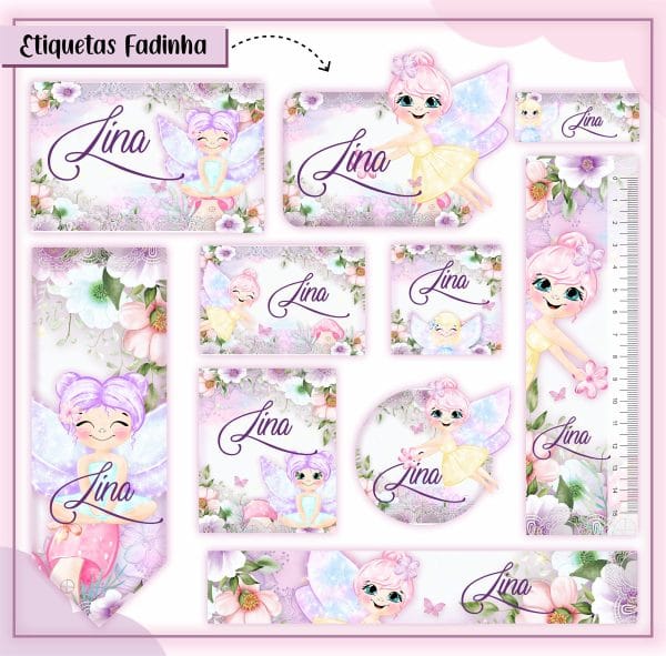 Etiqueta Escolar Tema Fadinha - Arquivo Digital
