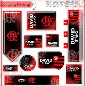Etiqueta Escolar Tema Flamengo - Arquivo Digital 4 Etiqueta Escolar Tema Flamengo - Arquivo Digital