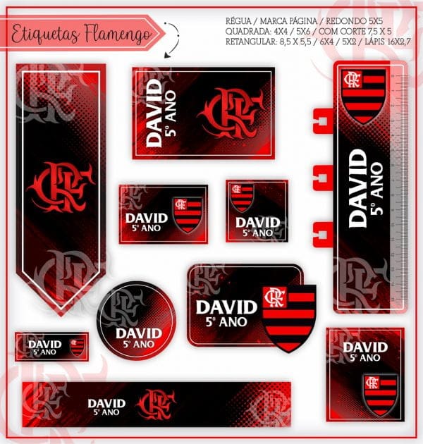 Etiqueta Escolar Tema Flamengo - Arquivo Digital