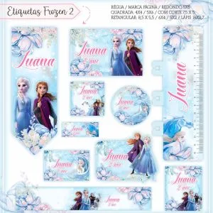 Etiqueta Escolar Tema Frozen 2 - Arquivo Digital 32 Etiqueta Escolar Tema Frozen 2 - Arquivo Digital