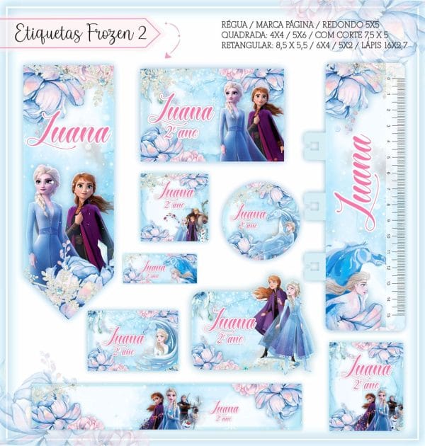 Etiqueta Escolar Tema Frozen 2 - Arquivo Digital