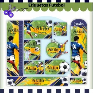 Etiqueta Escolar Tema Futebol - Arquivo Digital 19 Etiqueta Escolar Tema Futebol - Arquivo Digital