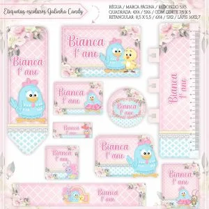 Etiqueta Escolar Tema Galinha Candy - Arquivo Digital 24 Etiqueta Escolar Tema Galinha Candy - Arquivo Digital