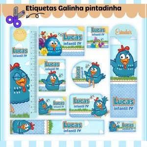 Etiqueta Escolar Tema Galinha Pintadinha Menino Arq. Digital
