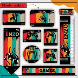 Etiqueta Escolar Tema Gamer - Arquivo Digital