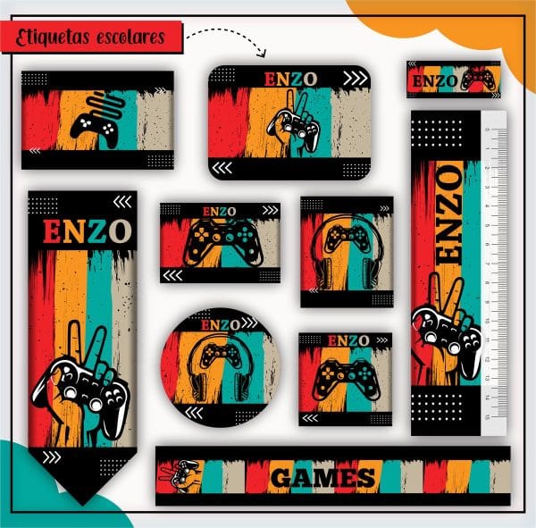 Etiqueta Escolar Tema Gamer - Arquivo Digital