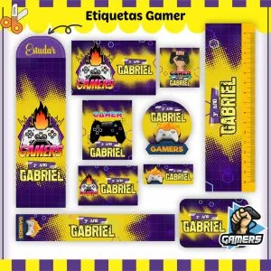Etiqueta Escolar Tema Gamer V2 - Arquivo Digital 38 Etiqueta Escolar Tema Gamer V2 - Arquivo Digital