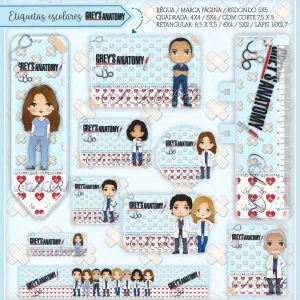 Etiqueta Escolar Tema Grey's Anatomy - Arquivo Digital 17 Etiqueta Escolar Tema Grey's Anatomy - Arquivo Digital