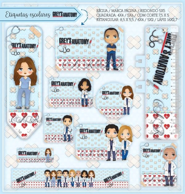 Etiqueta Escolar Tema Grey's Anatomy - Arquivo Digital