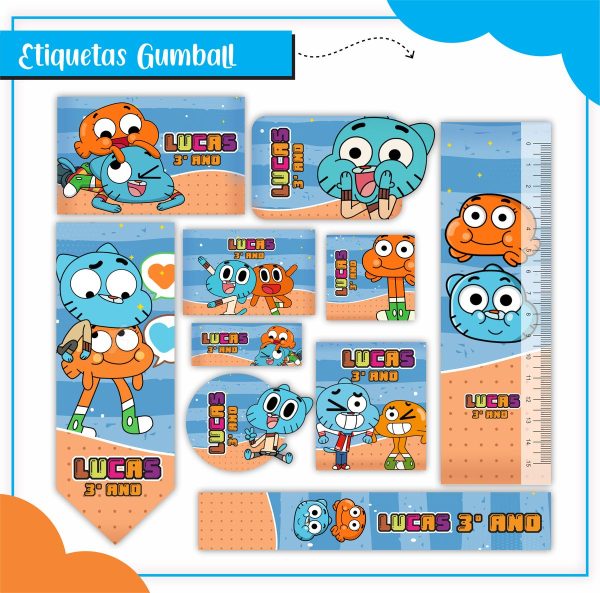 Etiqueta Escolar Tema Gumball - Arquivo Digital