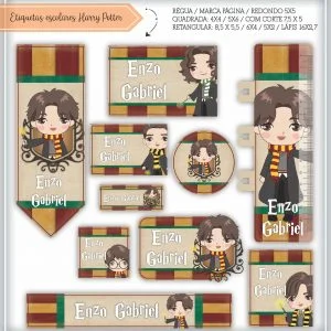 Etiqueta Escolar Tema Harry Potter - Arquivo Digital 16 Etiqueta Escolar Tema Harry Potter - Arquivo Digital