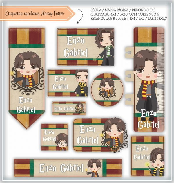 Etiqueta Escolar Tema Harry Potter - Arquivo Digital