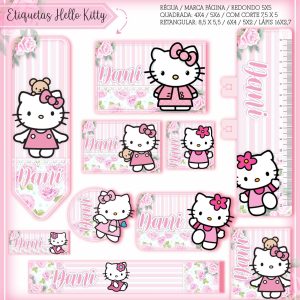 Etiqueta Escolar Tema Hello Kitty - Arquivo Digital