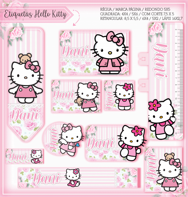 Etiqueta Escolar Tema Hello Kitty - Arquivo Digital