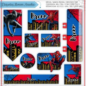 Etiqueta Escolar Tema Homem Aranha 3 - Arquivo Digital