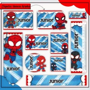 Etiqueta Escolar Tema Homem Aranha - Arquivo Digital 30 Etiqueta Escolar Tema Homem Aranha - Arquivo Digital