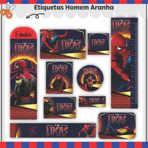 Etiqueta Escolar Tema Homem Aranha V2 - Arquivo Digital