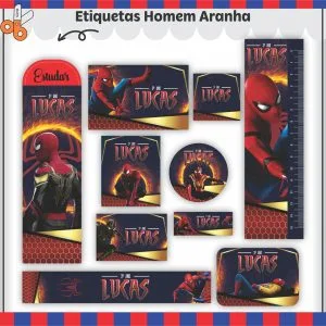 Etiqueta Escolar Tema Homem Aranha V2 - Arquivo Digital 8 Etiqueta Escolar Tema Homem Aranha V2 - Arquivo Digital