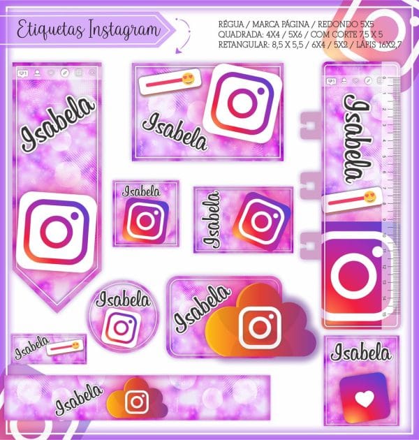 Etiqueta Escolar Tema Instagram - Arquivo Digital