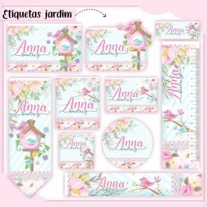Etiqueta Escolar Tema Jardim - Arquivo Digital