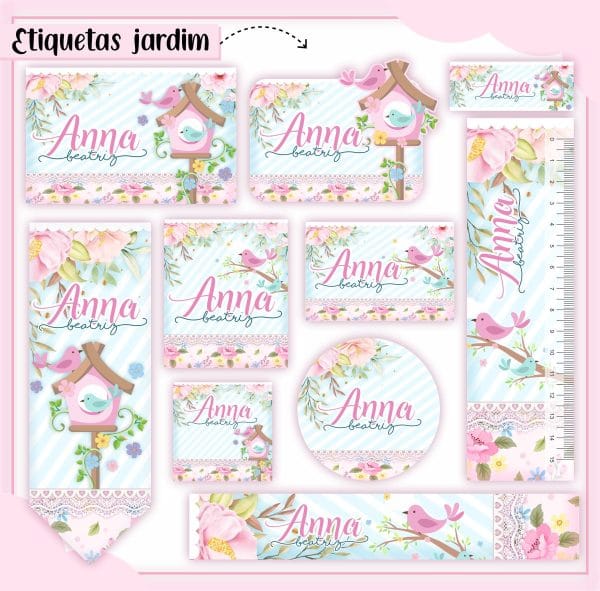 Etiqueta Escolar Tema Jardim - Arquivo Digital