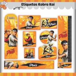 Etiqueta Escolar Tema Kobra Kai - Arquivo Digital