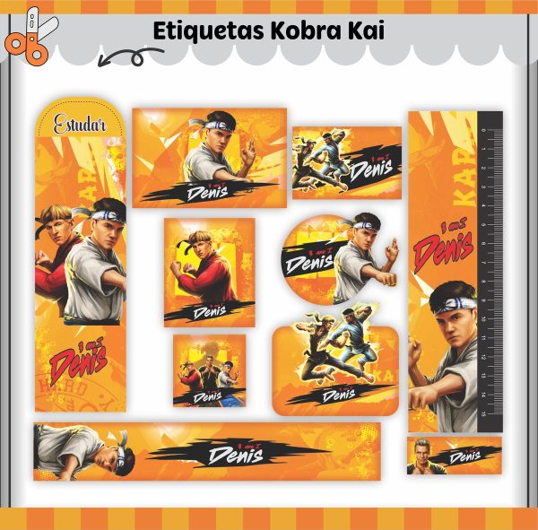 Etiqueta Escolar Tema Kobra Kai - Arquivo Digital