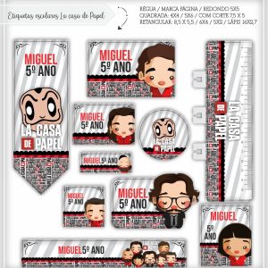 Etiqueta Escolar Tema La Casa de Papel - Arquivo Digital