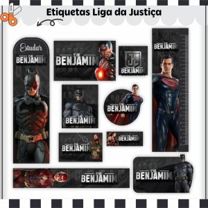 Etiqueta Escolar Tema Liga da Justiça V2 - Arquivo Digital