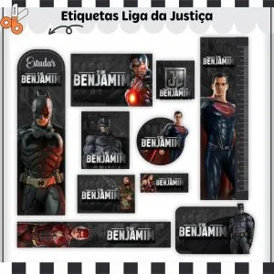 Etiqueta Escolar Tema Liga da Justiça V2 - Arquivo Digital