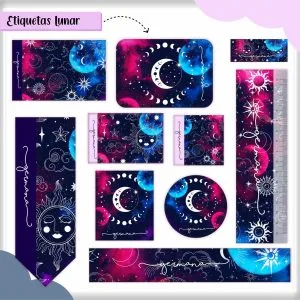 Etiqueta Escolar Tema Lunar - Arquivo Digital