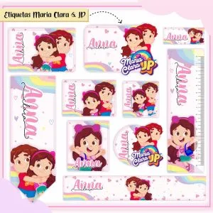 Etiqueta Escolar Tema Maria Clara e JP - Arquivo Digital 28 Etiqueta Escolar Tema Maria Clara e JP - Arquivo Digital