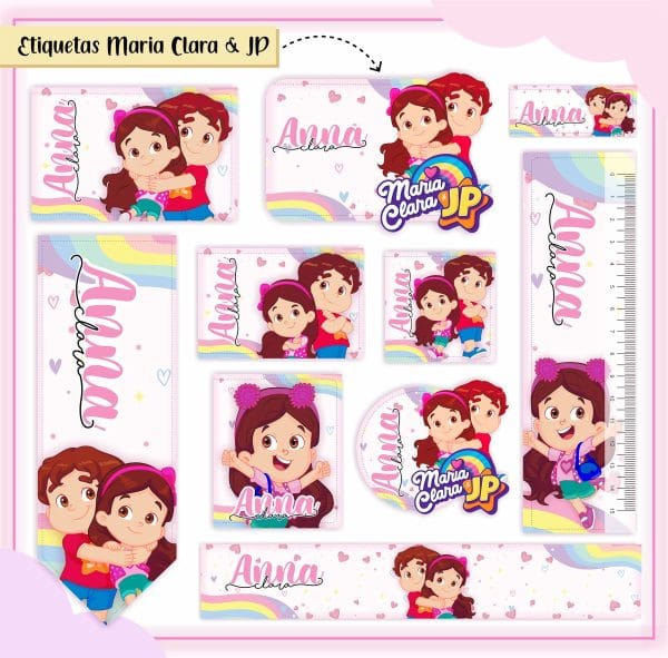Etiqueta Escolar Tema Maria Clara e JP - Arquivo Digital