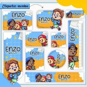 Etiqueta Escolar Tema Menininho - Arquivo Digital 36 Etiqueta Escolar Tema Menininho - Arquivo Digital