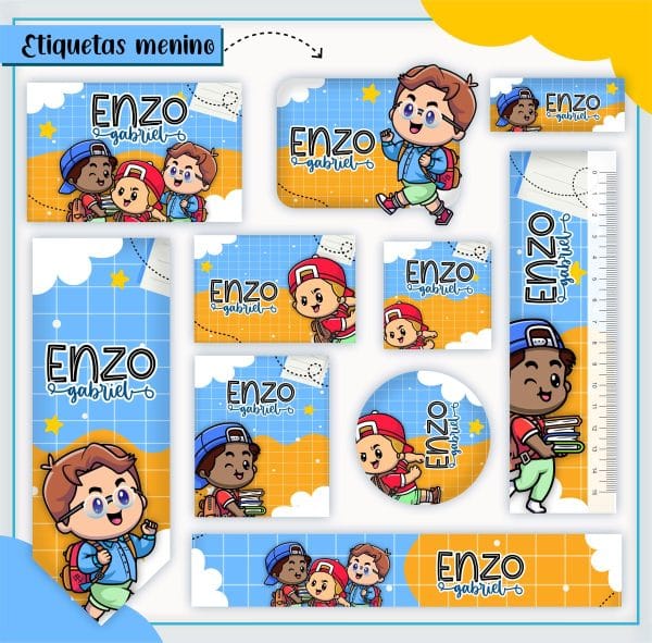 Etiqueta Escolar Tema Menininho - Arquivo Digital
