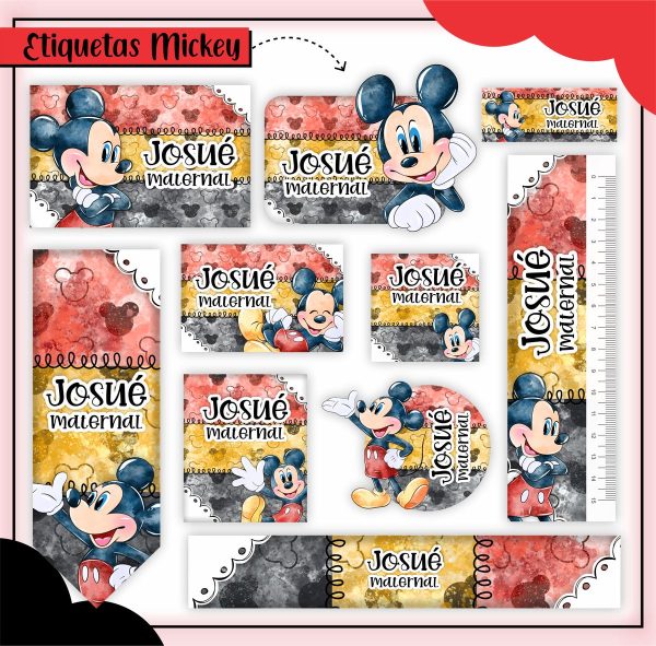 Etiqueta Escolar Tema Mickey - Arquivo Digital