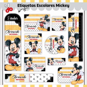 Etiqueta Escolar Tema Mickey V2 - Arquivo Digital