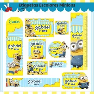 Etiqueta Escolar Tema Minions - Arquivo Digital 6 Etiqueta Escolar Tema Minions - Arquivo Digital