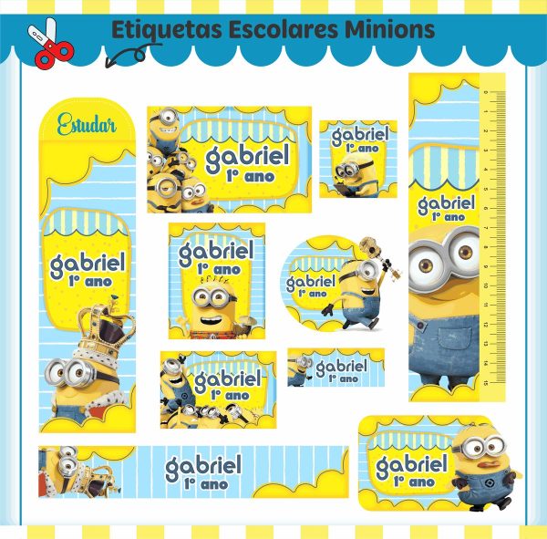 Etiqueta Escolar Tema Minions - Arquivo Digital