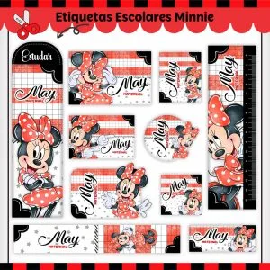 Etiqueta Escolar Tema Minnie - Arquivo Digital 23 Etiqueta Escolar Tema Minnie - Arquivo Digital