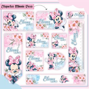Etiqueta Escolar Tema Minnie Rosa - Arquivo Digital