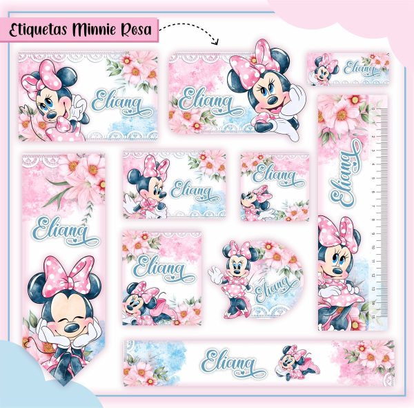 Etiqueta Escolar Tema Minnie Rosa - Arquivo Digital