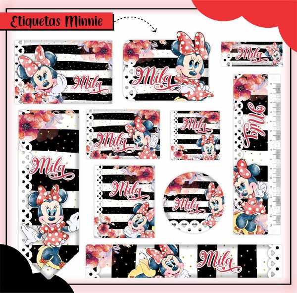 Etiqueta Escolar Tema Minnie Vermelha - Arquivo Digital