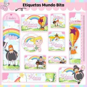Etiqueta Escolar Tema Mundo Bita Menina - Arquivo Digital